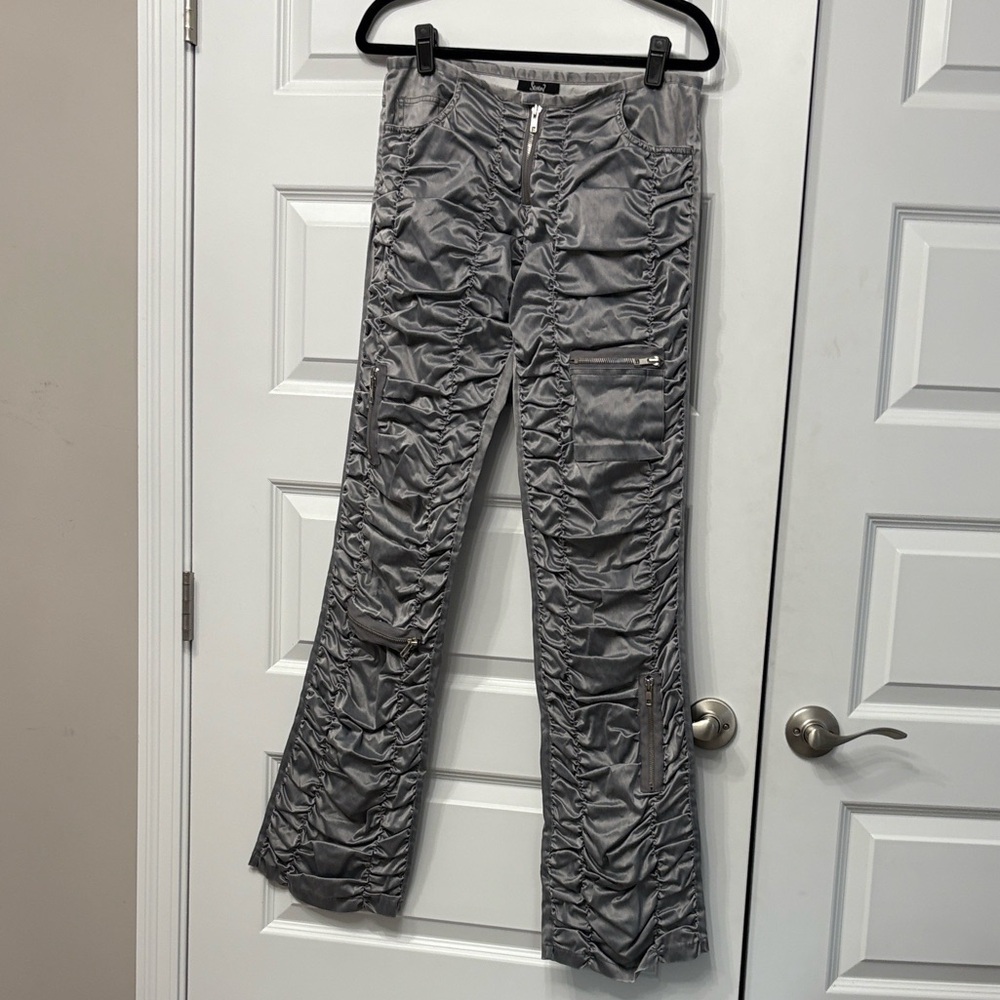 7 Express Vintage Y2K Silver Ruched Cargo Pants - Picture 2 of 15